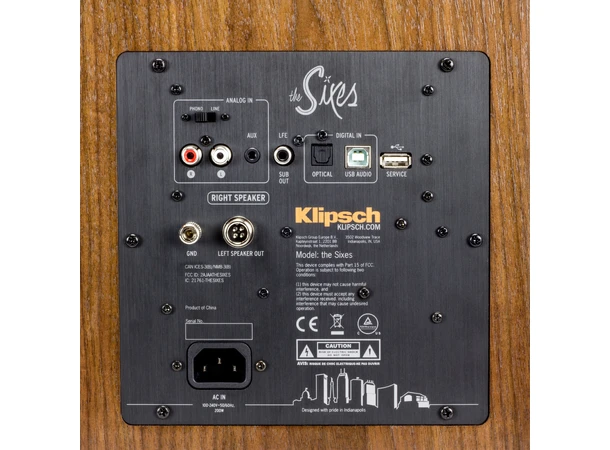 Klipsch SIXES, aktiv høyttaler, Walnut Aktive høyt, Bluetooth, RIAA, Walnut,par 